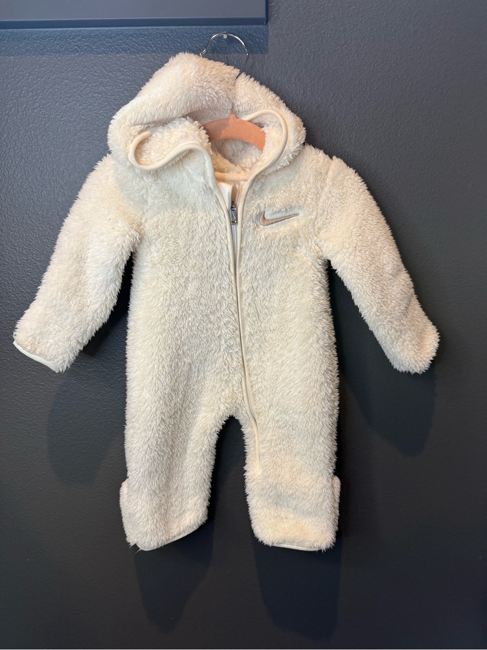 Nike Cream Sherpa Hooded Baby One-Piece